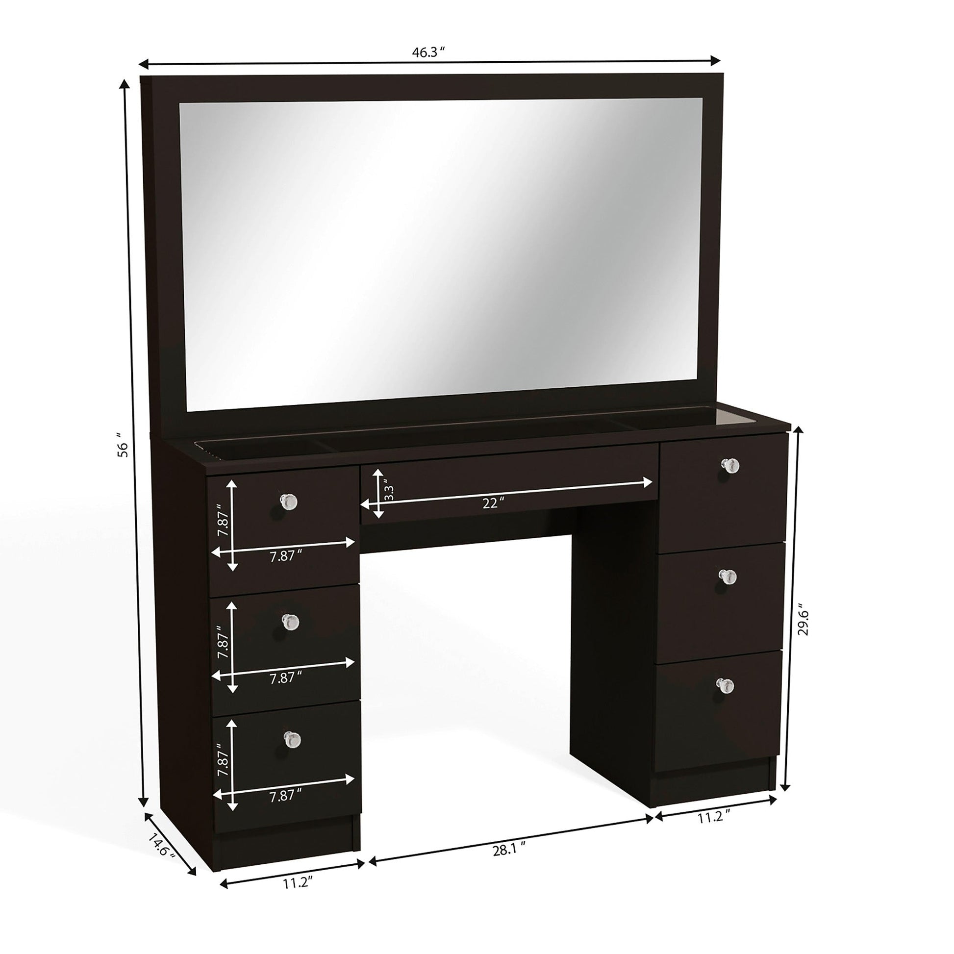 Dresser For Women Modern Vanity Desk With Large Mirror And Multiple Drawers F431 - Lusy Store
