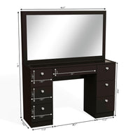 Dresser For Women Modern Vanity Desk With Large Mirror And Multiple Drawers F431
