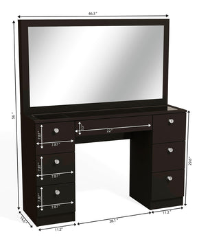 Dresser For Women Modern Vanity Desk With Large Mirror And Multiple Drawers F431 - Lusy Store