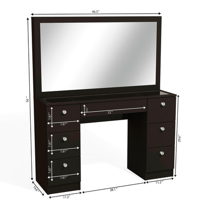 Dresser For Women Modern Vanity Desk With Large Mirror And Multiple Drawers F431