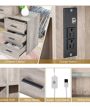 Dresser For Women Particleboard Makeup Vanity Set Table 5 Pumps 2 Shelves F427 - Lusy Store