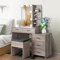 Dresser For Women Particleboard Makeup Vanity Set Table 5 Pumps 2 Shelves F427 - Lusy Store