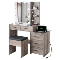 Dresser For Women Particleboard Makeup Vanity Set Table 5 Pumps 2 Shelves F427 - Lusy Store