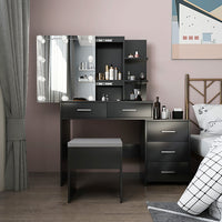 Dresser For Women Particleboard Makeup Vanity Set Table 5 Pumps 2 Shelves F427 - Lusy Store