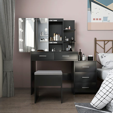 Dresser For Women Particleboard Makeup Vanity Set Table 5 Pumps 2 Shelves F427 - Lusy Store