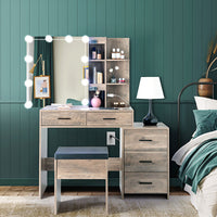 Dresser For Women Particleboard Makeup Vanity Set Table 5 Pumps 2 Shelves F427 - Lusy Store
