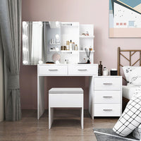 Dresser For Women Particleboard Makeup Vanity Set Table 5 Pumps 2 Shelves F427 - Lusy Store