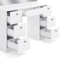 Dresser For Women Vanity Desk Set Modern Corner Desk With MDF Glass Mirror Makeup & 7 Large Drawers F435