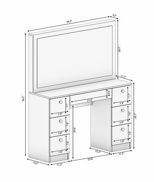 Dresser For Women Vanity Desk Set Modern Corner Desk With MDF Glass Mirror Makeup & 7 Large Drawers F435 - Lusy Store