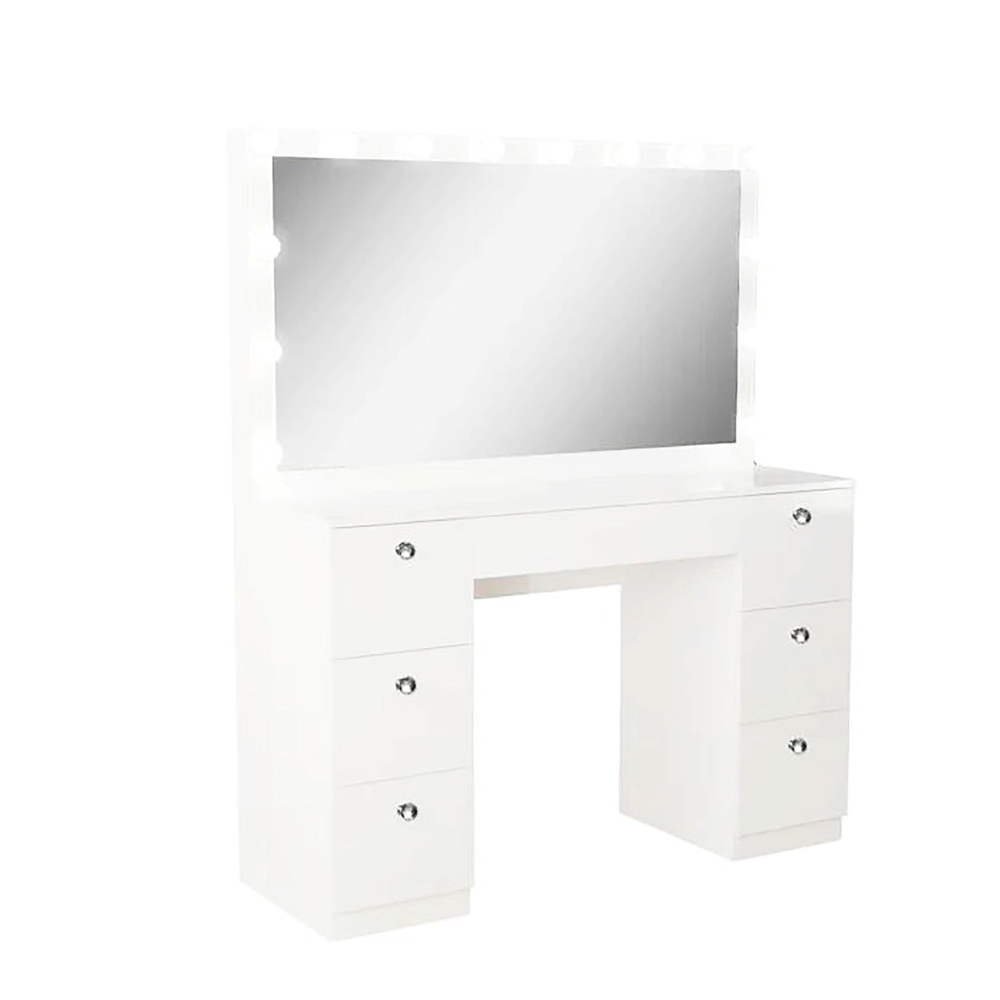 Dresser For Women Vanity Desk Set Modern Corner Desk With MDF Glass Mirror Makeup & 7 Large Drawers F435 - Lusy Store