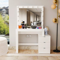 Dresser For Women Vanity Desk with Mirror and 12 LED Light Bulbs For Bedroom F432 - Lusy Store