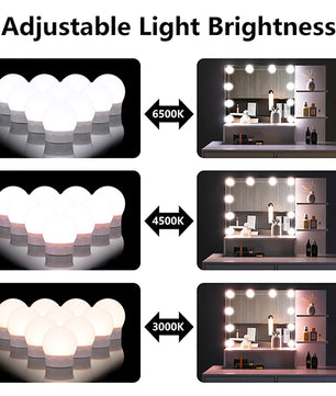 Dresser For Women Vanity Set with 10 LED Bulbs 3 Storage Shelves 2 Drawers Dressing Table F423 - Lusy Store