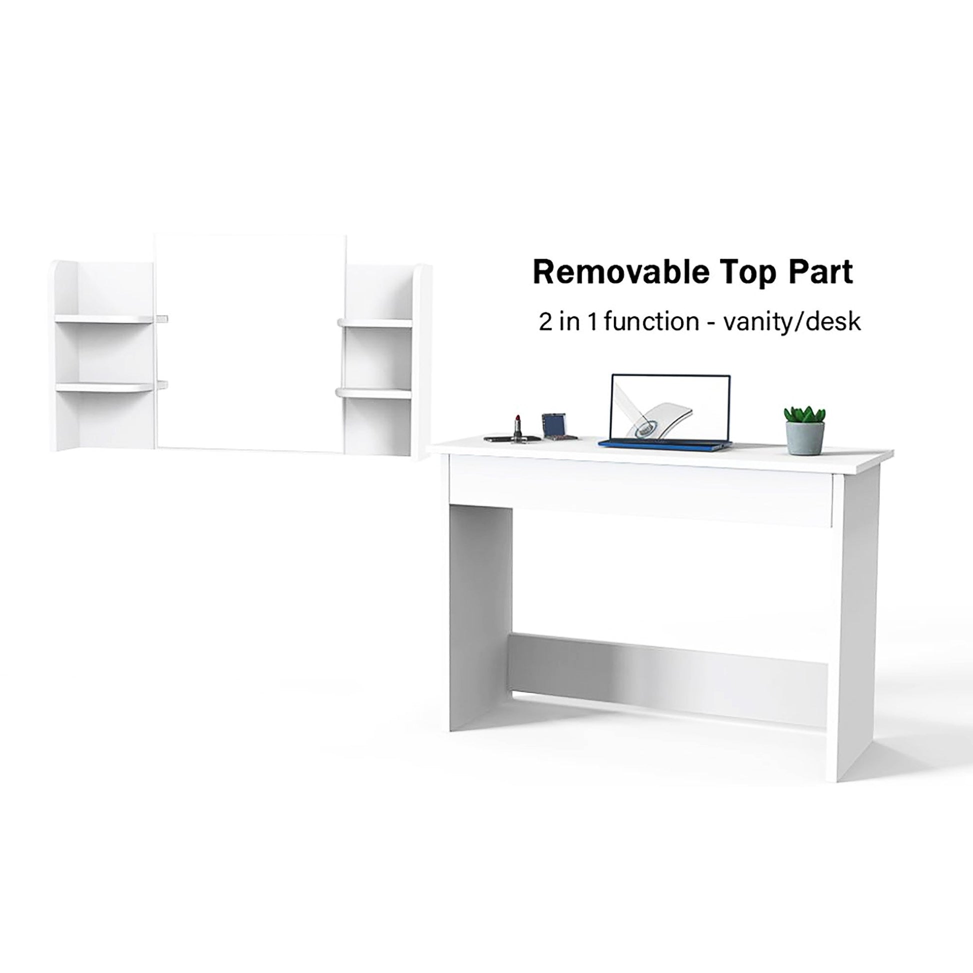 Dresser For Women White Table Set with Removable Mirror and Stool Bedroom F433 - Lusy Store