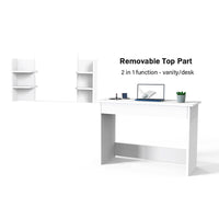Dresser For Women White Table Set with Removable Mirror and Stool Bedroom F433 - Lusy Store