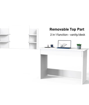 Dresser For Women White Table Set with Removable Mirror and Stool Bedroom F433 - Lusy Store