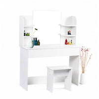 Dresser For Women White Table Set with Removable Mirror and Stool Bedroom F433 - Lusy Store