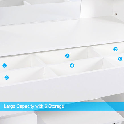Dresser For Women White Table Set with Removable Mirror and Stool Bedroom F433 - Lusy Store
