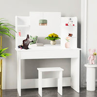 Dresser For Women White Table Set with Removable Mirror and Stool Bedroom F433 - Lusy Store