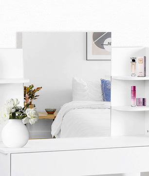 Dresser For Women White Table Set with Removable Mirror and Stool Bedroom F433 - Lusy Store