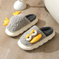 Duck Slippers Plush Women Men Funny Warm Couple Shoes Soft Household Cartoon Indoor Gray