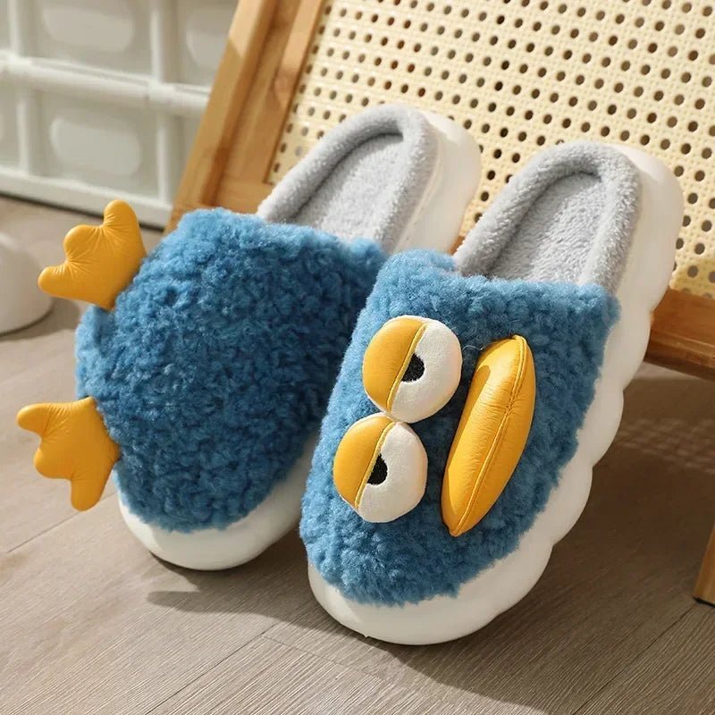 Duck Slippers Plush Women Men Funny Warm Couple Shoes Soft Household Cartoon Indoor - Lusy Store LLC