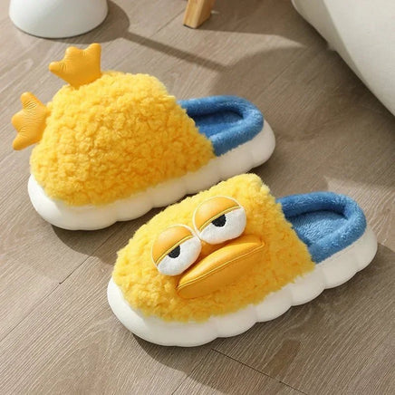 Duck Slippers Plush Women Men Funny Warm Couple Shoes Soft Household Cartoon Indoor Yellow