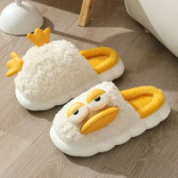 Duck Slippers Plush Women Men Funny Warm Couple Shoes Soft Household Cartoon Indoor White