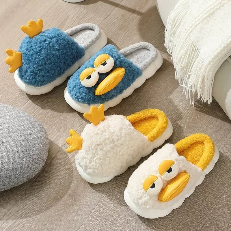 Duck Slippers Plush Women Men Funny Warm Couple Shoes Soft Household Cartoon Indoor - Lusy Store LLC