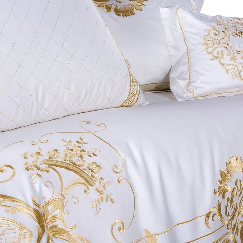 Egyptian Cotton Royal Luxury Embroidery Bedding Sets Duvet Cover Kids Bedding Sets Queen/King Size - Lusy Store LLC