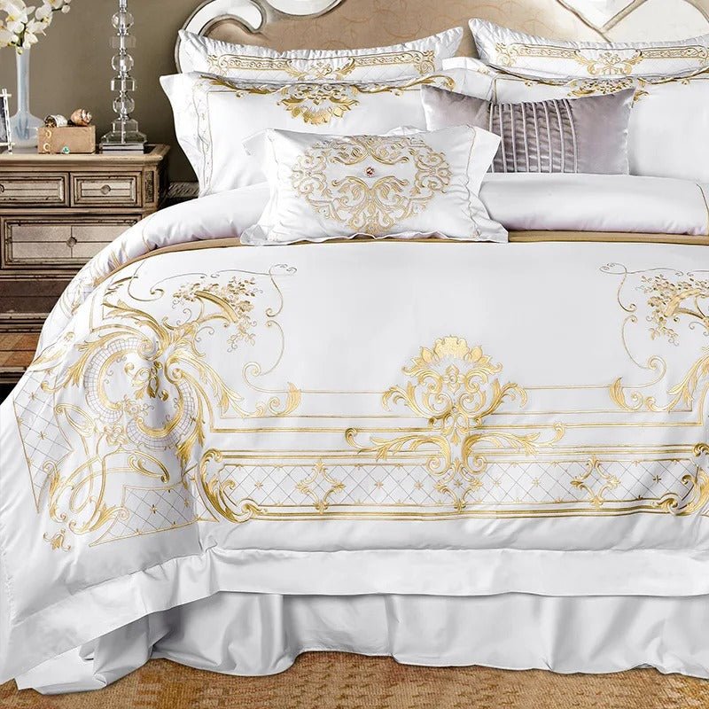 Egyptian Cotton Royal Luxury Embroidery Bedding Sets Duvet Cover Kids Bedding Sets Queen/King Size - Lusy Store LLC