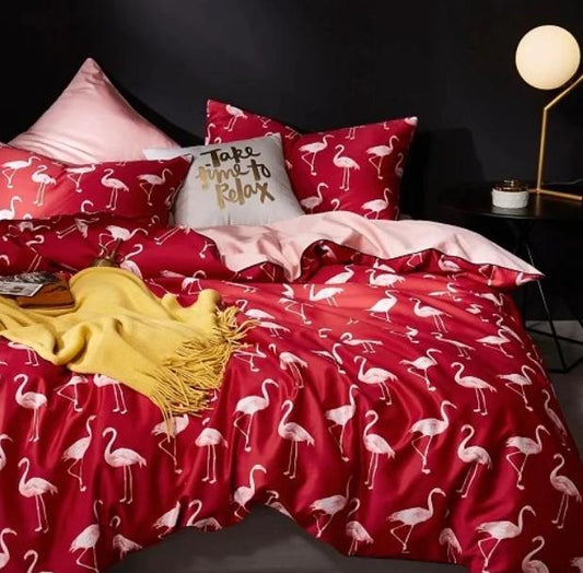 Egyptian Cotton Soft Multi Color Bedding Sets Duvet Cover Flamingo Paisley Kids Bedding Sets Twin/Queen/King Size - Lusy Store