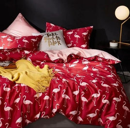 Egyptian Cotton Soft Multi Color Bedding Sets Duvet Cover Flamingo Paisley Kids Bedding Sets Twin/Queen/King Size Red