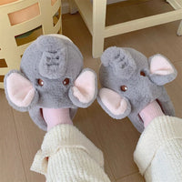 Elephant Slippers Cotton Female Cute Cartoon Indoor Home Shoes Plush Warm Soft