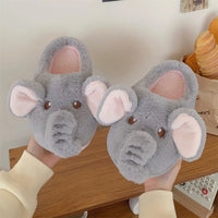 Elephant Slippers Cotton Female Cute Cartoon Indoor Home Shoes Plush Warm Soft