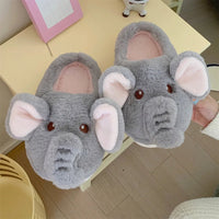 Elephant Slippers Cotton Female Cute Cartoon Indoor Home Shoes Plush Warm Soft