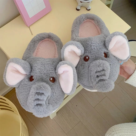 Elephant Slippers Cotton Female Cute Cartoon Indoor Home Shoes Plush Warm Soft