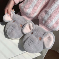 Elephant Slippers Cotton Female Cute Cartoon Indoor Home Shoes Plush Warm Soft