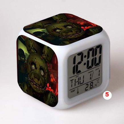 Five Nights At Freddy's 4 FNAF Bonnie Foxy Freddy Fazbear Bear Clock Colorful LED Light - Lusy Store