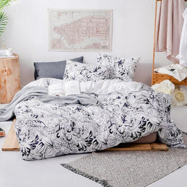 Floral Bedding Nordic Bedspread Duvet Cover Set Home Decor Bed Linen Black White
