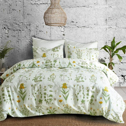 Floral Bedding Nordic Bedspread Duvet Cover Set Home Decor Bed Linen Green