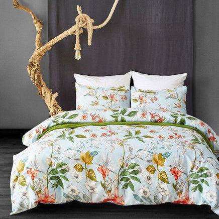 Floral Bedding Nordic Bedspread Duvet Cover Set Home Decor Bed Linen Blue White