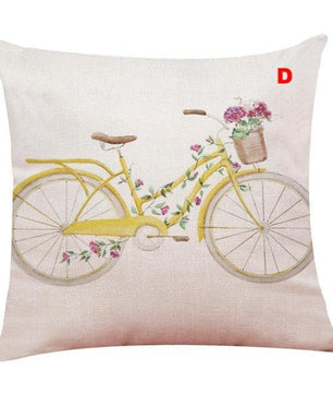 Flower Bicycle Print Cushion Cover Decorative Valentines Day Gift Sofa Home Decor Kussenhoes - Lusy Store