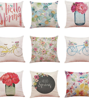 Flower Bicycle Print Cushion Cover Decorative Valentines Day Gift Sofa Home Decor Kussenhoes - Lusy Store