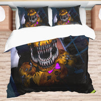 FNaF Bedding Set 3D Horror Game Freddy Fazbear Quilt Set Comfortable Soft Breathable - Lusy Store LLC
