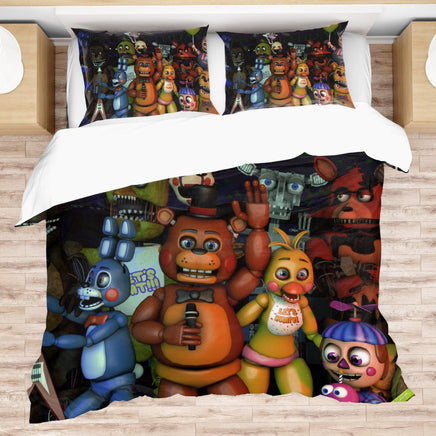 FNaF Bedding Set 3D Quilt Set Cartoon FNaF World Funny Freddy Bed Linen - Lusy Store LLC