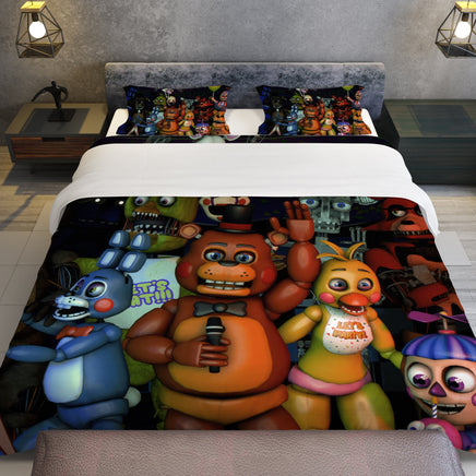 FNaF Bedding Set 3D Quilt Set Cartoon FNaF World Funny Freddy Bed Linen - Lusy Store LLC