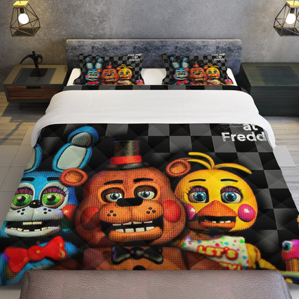 FNaF Bedding Set 3D Quilt Set Cartoon Freddy Bonnie Chica Bed Linen - Lusy Store LLC