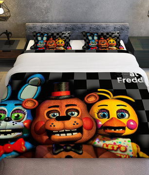 FNaF Bedding Set 3D Quilt Set Cartoon Freddy Bonnie Chica Bed Linen - Lusy Store LLC