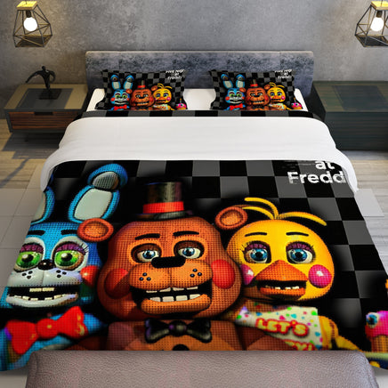 FNaF Bedding Set 3D Quilt Set Cartoon Freddy Bonnie Chica Bed Linen - Lusy Store LLC