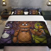 FNaF Bedding Set 3D Quilt Set Cartoon Freddy Fazbear Chica Foxy Bed Linen - Lusy Store LLC